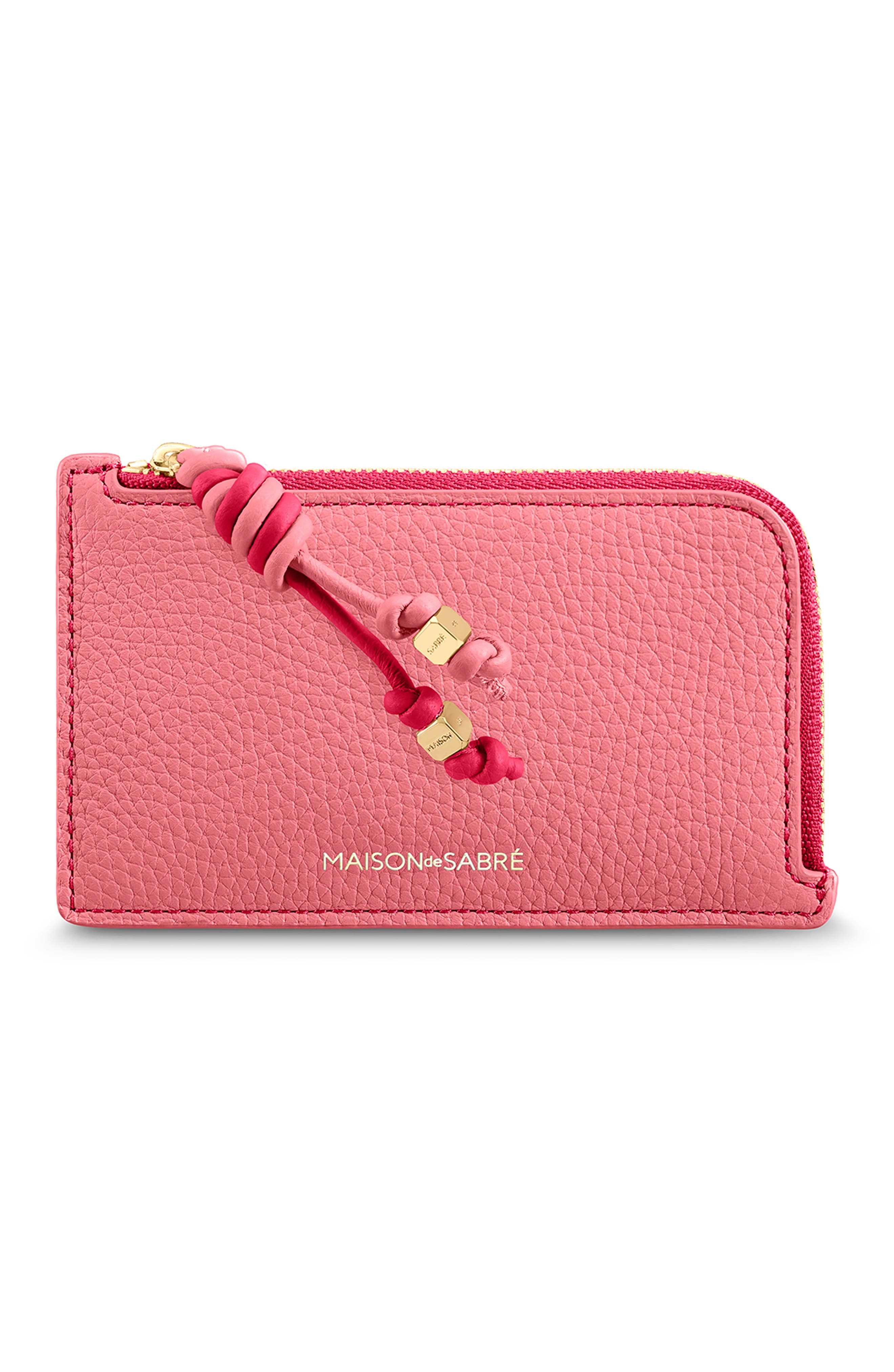 Maison De Sabre Maison De Sabré Leather Zip Card Holder In Pink