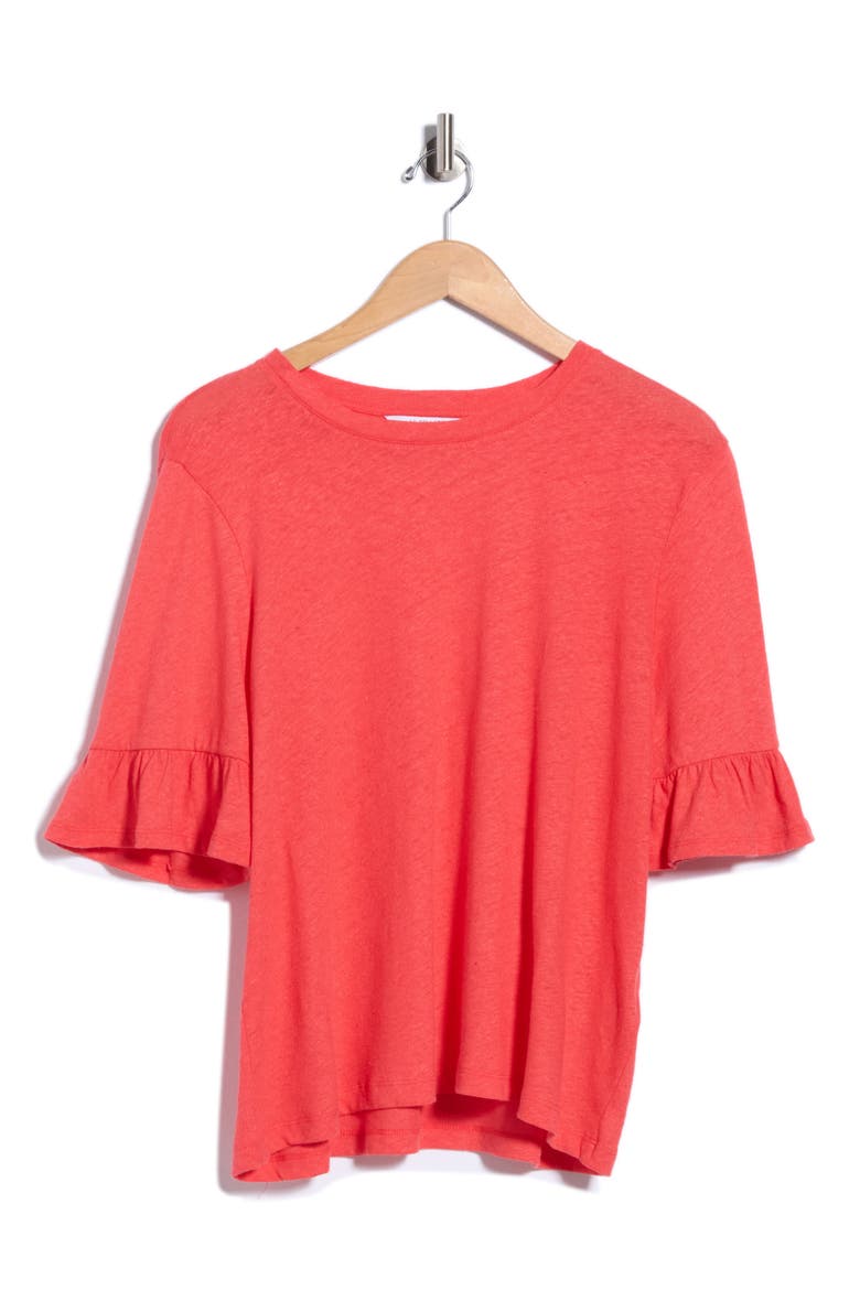 Gene Cotton-Linen Blend Top, Main, color, RED-STRAWBERRY