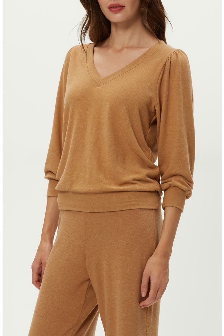 Gabriella V-Neck Top, Alternate, color, CUMIN