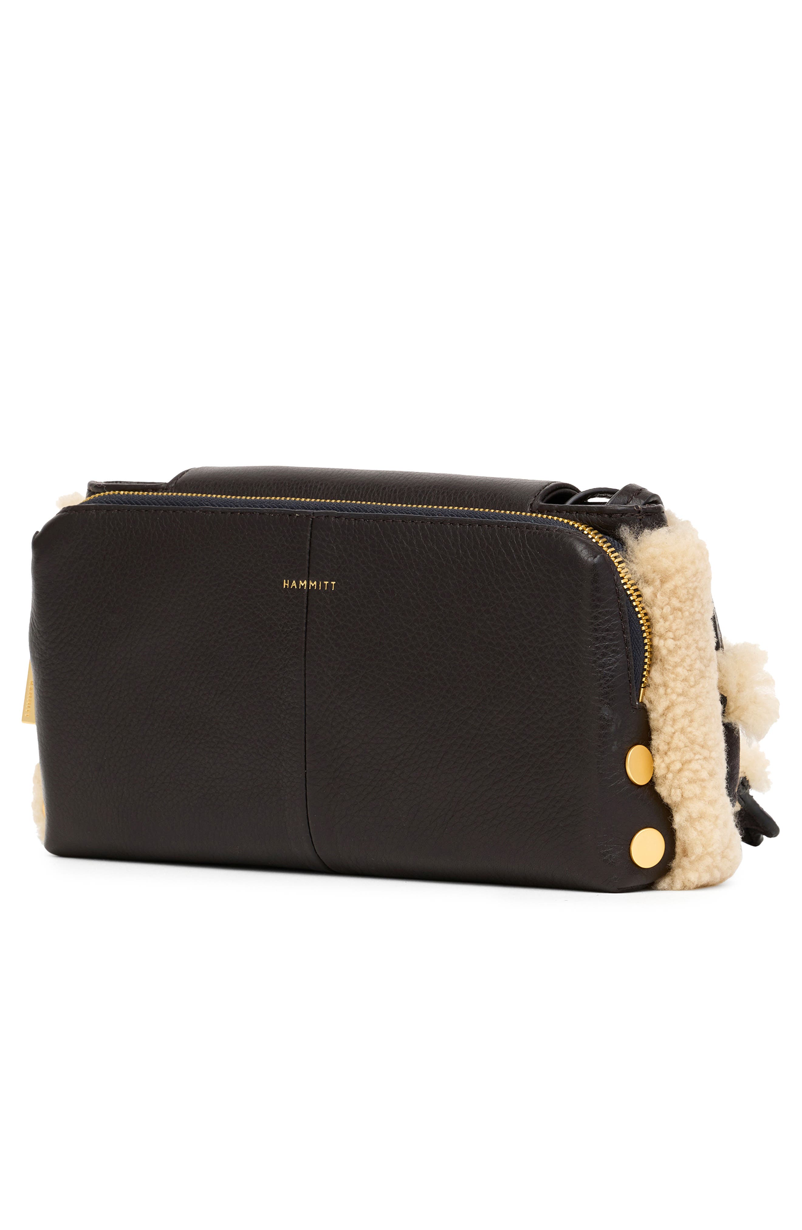 HAMMITT Small Genuine Shearling Crossbody Bag, Alternate, color, Sundance Shearling/Gold