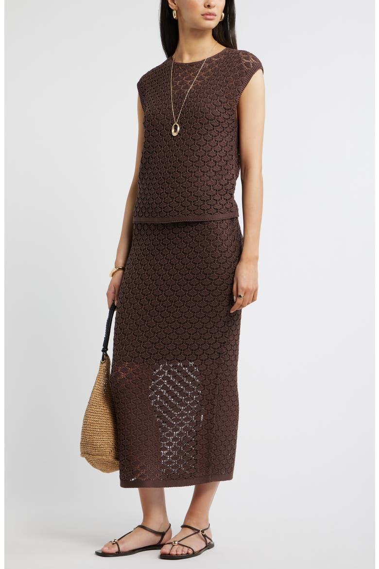Textured Knit Skirt, Alternate, color, BROWN ROAST