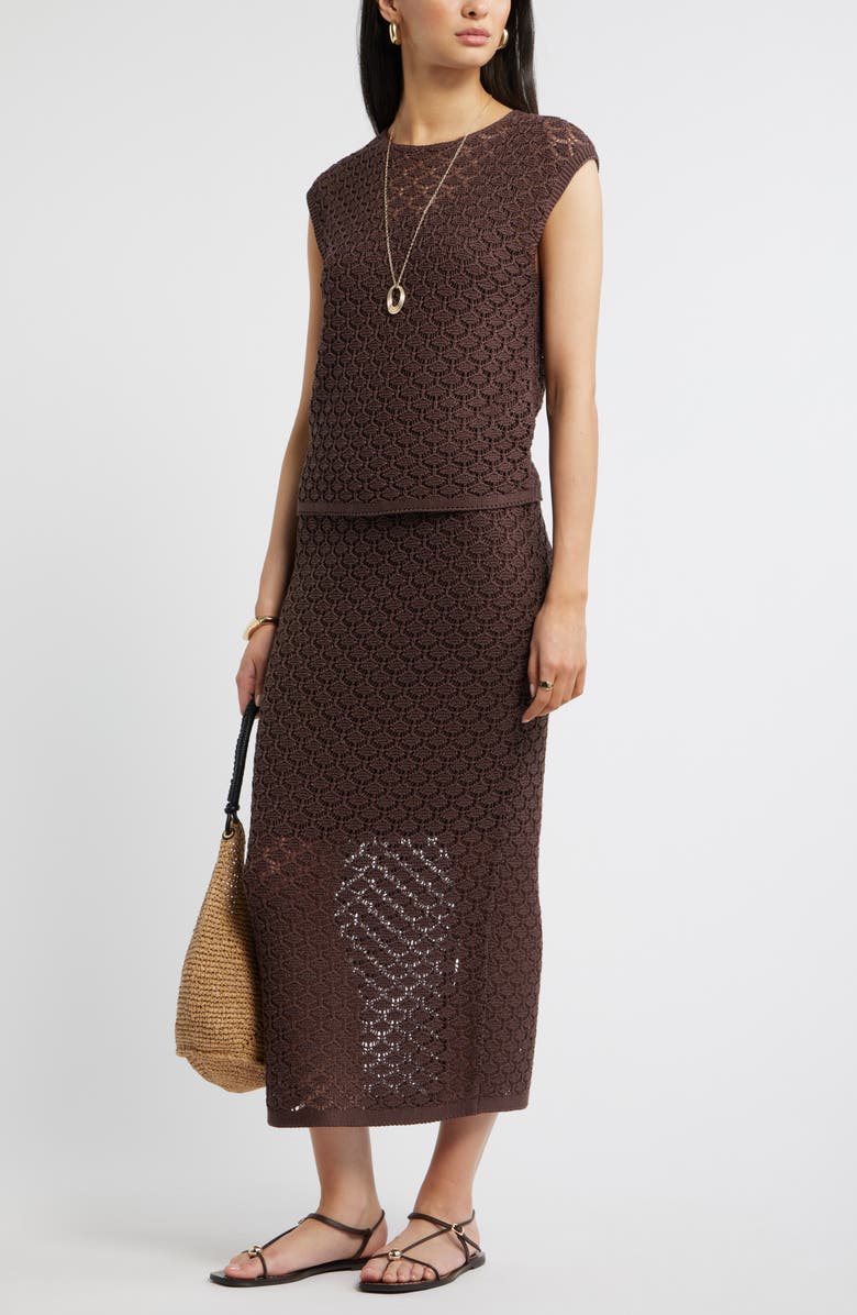 Nordstrom Textured Knit Skirt, Alternate, color, Brown Roast