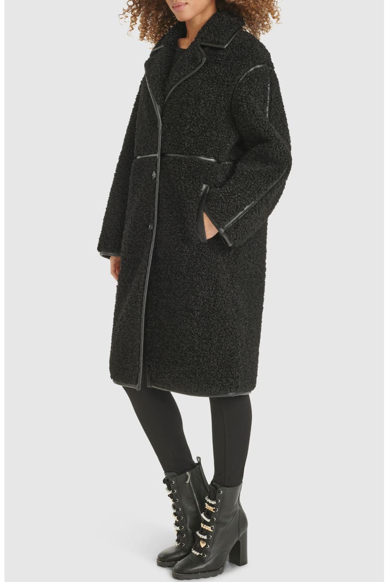 Faux Shearling Coat, Alternate, color, BLACK