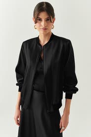Exquise Lacey Satin Bomber Jacket