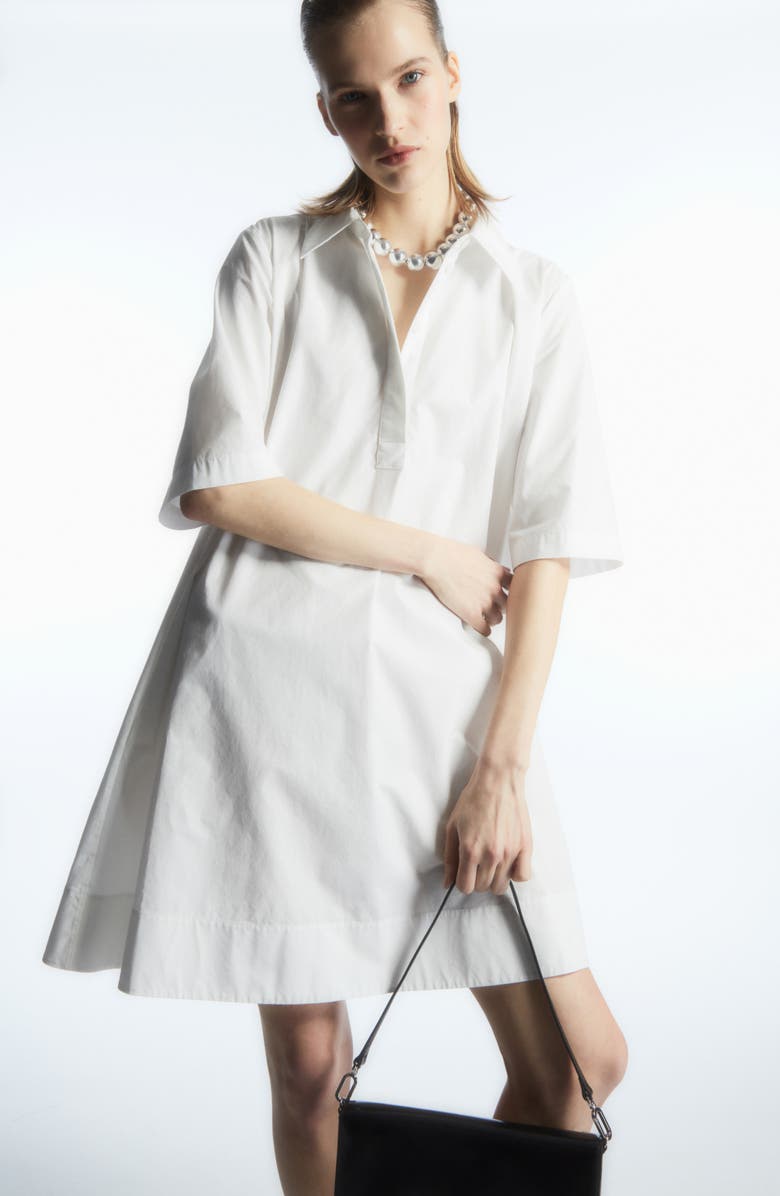 COS Short Sleeve Cotton Shirtdress, Alternate, color,