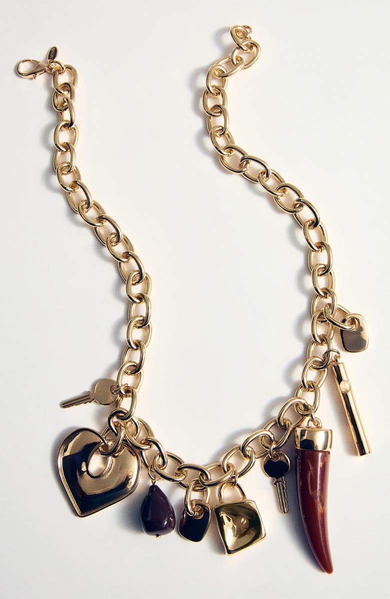 MANGO Charm Chain Necklace, Alternate, color, 