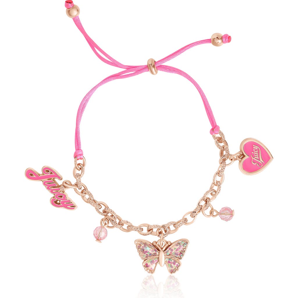 Juicy Couture Kids Kids Adjustable Butterfly Charm Bracelet in Gold, Pink  product