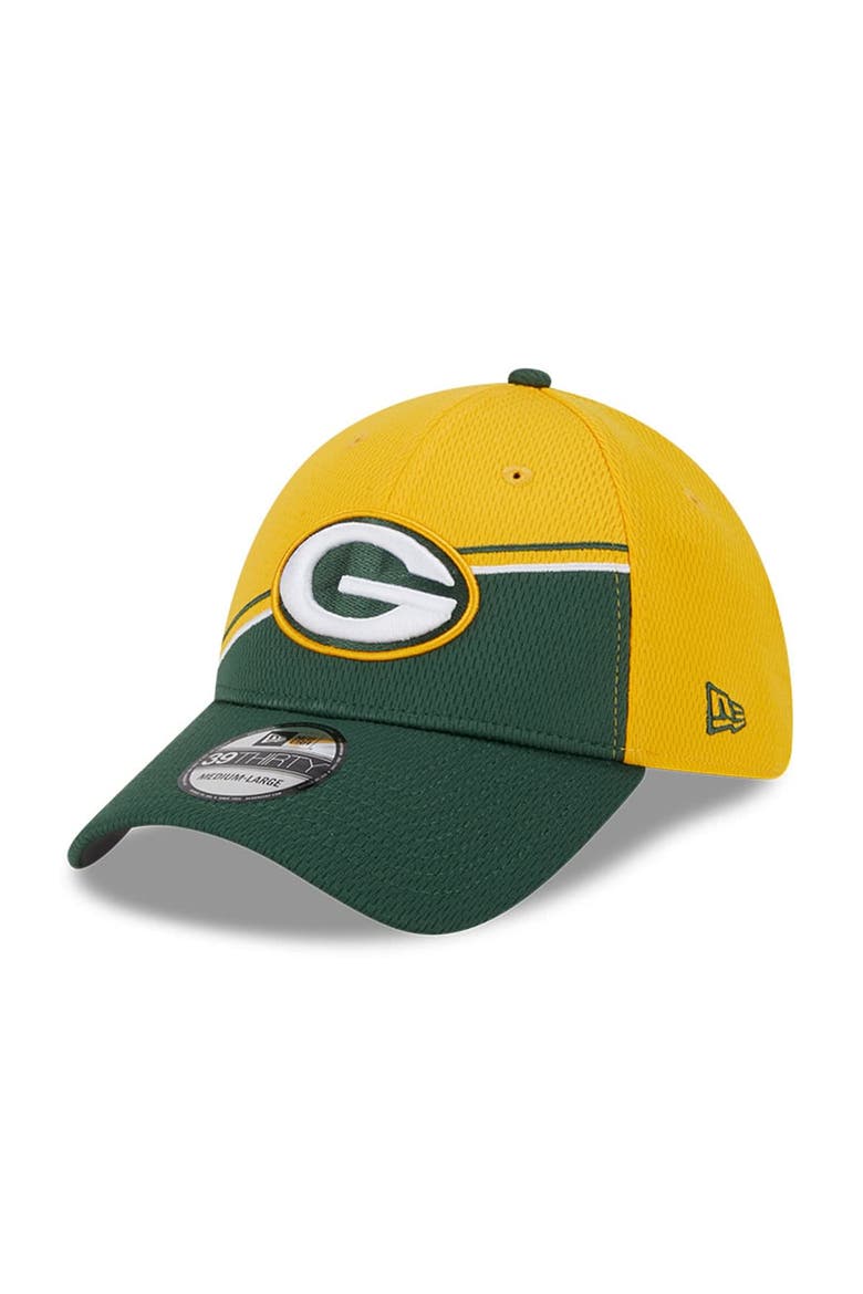 Men's New Era Gold/Green Green Bay Packers 2023 Sideline 39THIRTY Flex Hat, Alternate, color, Yellow