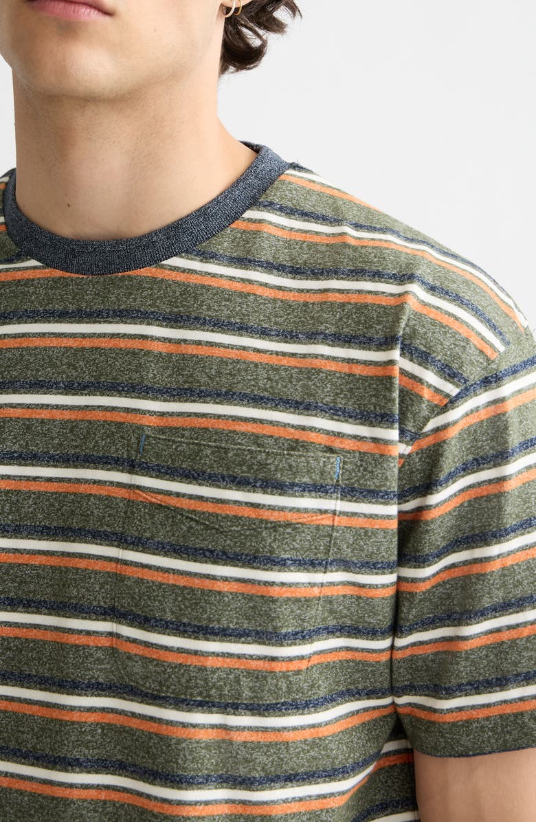 Scotch & Soda Relaxed Fit Stripe Pocket T-Shirt, Alternate, color, Green/ Multi Stripe