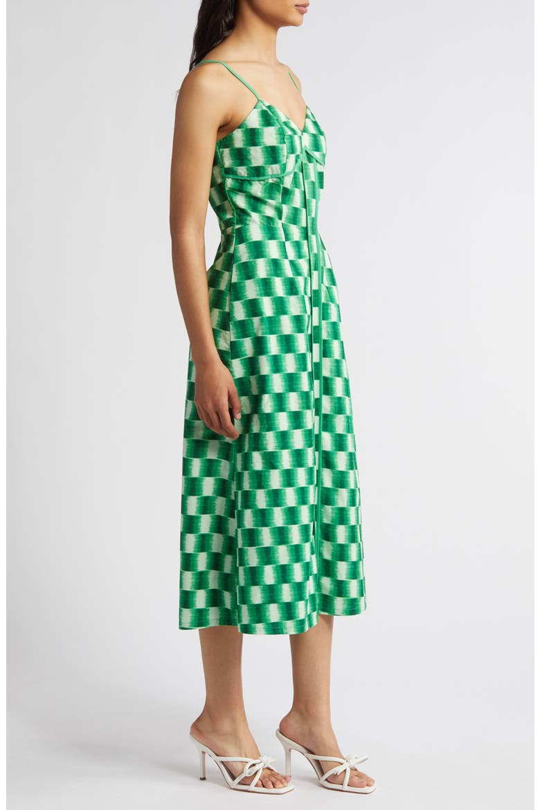 Cape Town Check Print Midi Dress, Alternate, color, GREEN CHECKER
