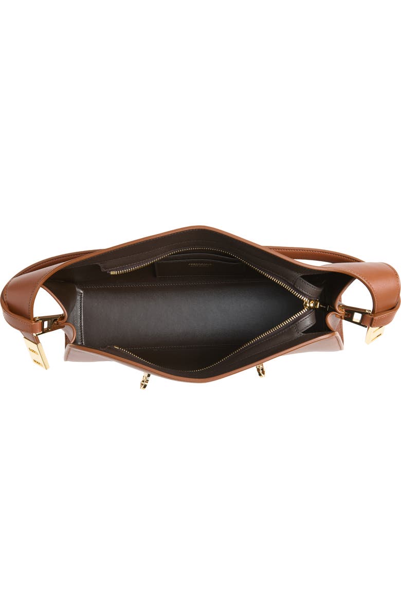 FERRAGAMO Hug Leather East/West Shoulder Bag, Alternate, color, New Cognac T Di Moro