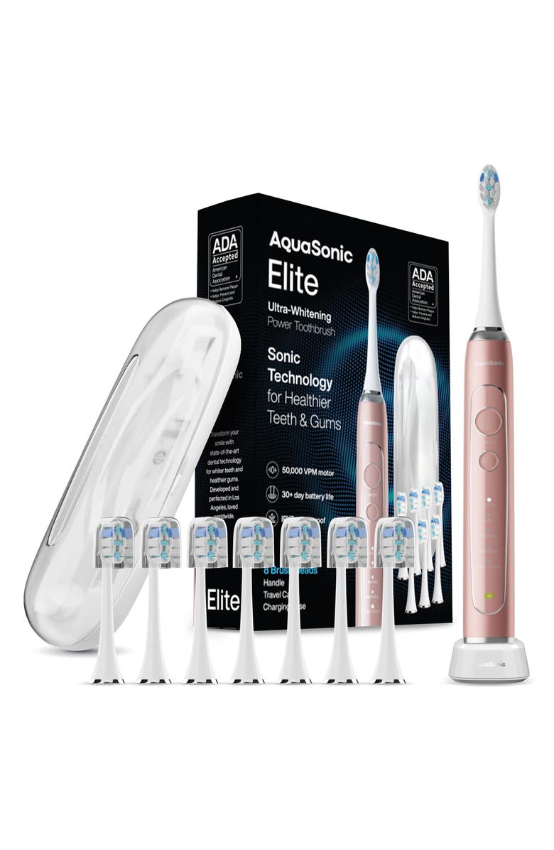 AQUASONIC Elite Ultra-Whitening Power Toothbrush, Main, color, Rose Gold