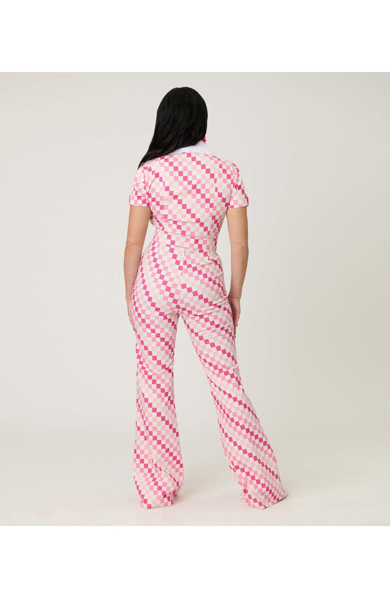 Smak Parlour Retro Flare Jumpsuit, Alternate, color, Pink Checkerboard