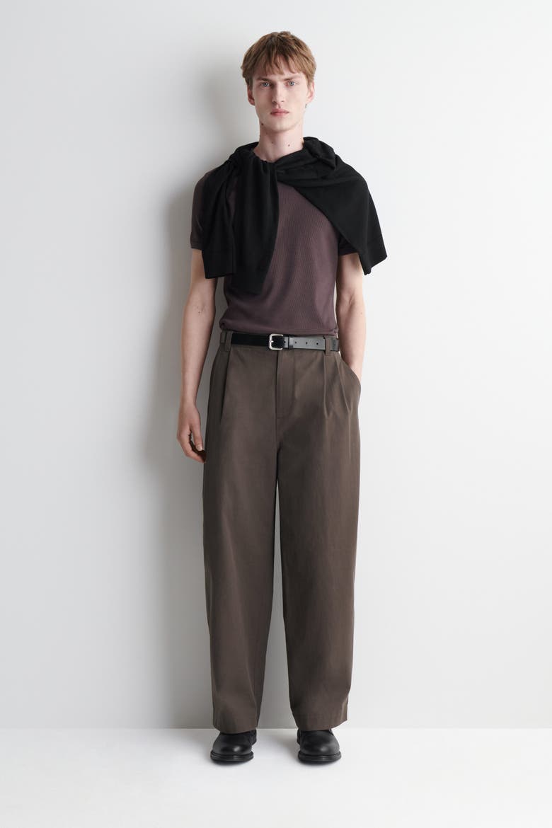 Cotton Relaxed-Fit Barrel-Leg Utility Pants, Main, color, BROWN