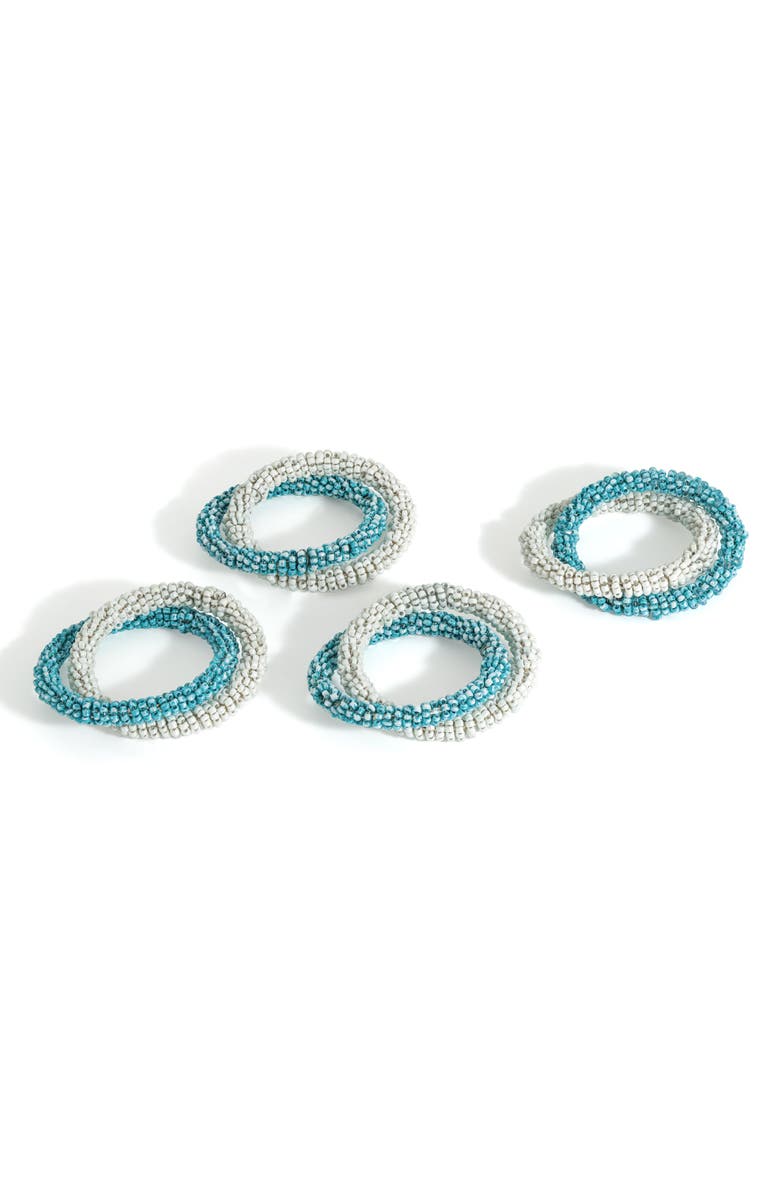 Tiramisu Sky Whirl 4-Pack Napkin Rings, Main, color, Blue/ Ivory
