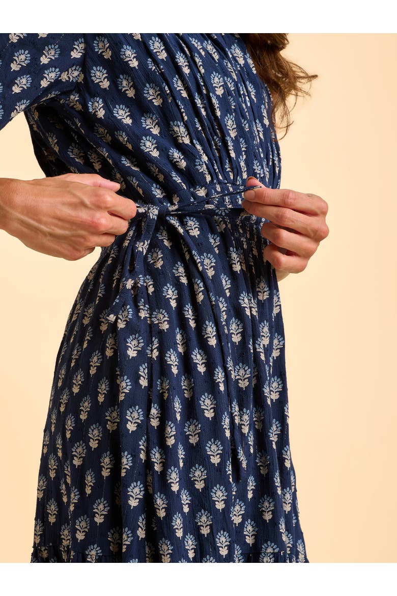 Alpine 3/4 Sleeve Drawstring Waist Dress, Alternate, color, Navy