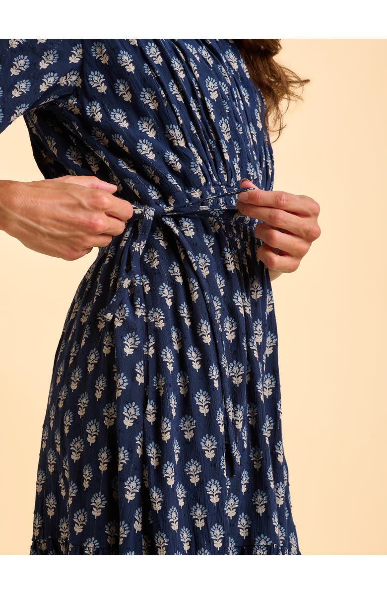 Brakeburn Alpine 3/4 Sleeve Drawstring Waist Dress, Alternate, color, Navy