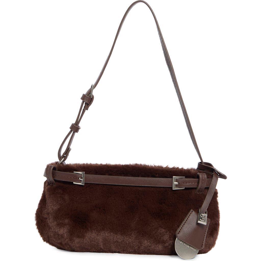 Steve Madden Storm Faux Fur Shoulder Bag In Brown