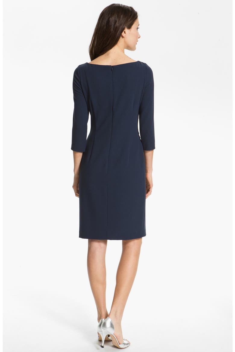 Side Pleat Woven Sheath Dress, Alternate, color, NAVY