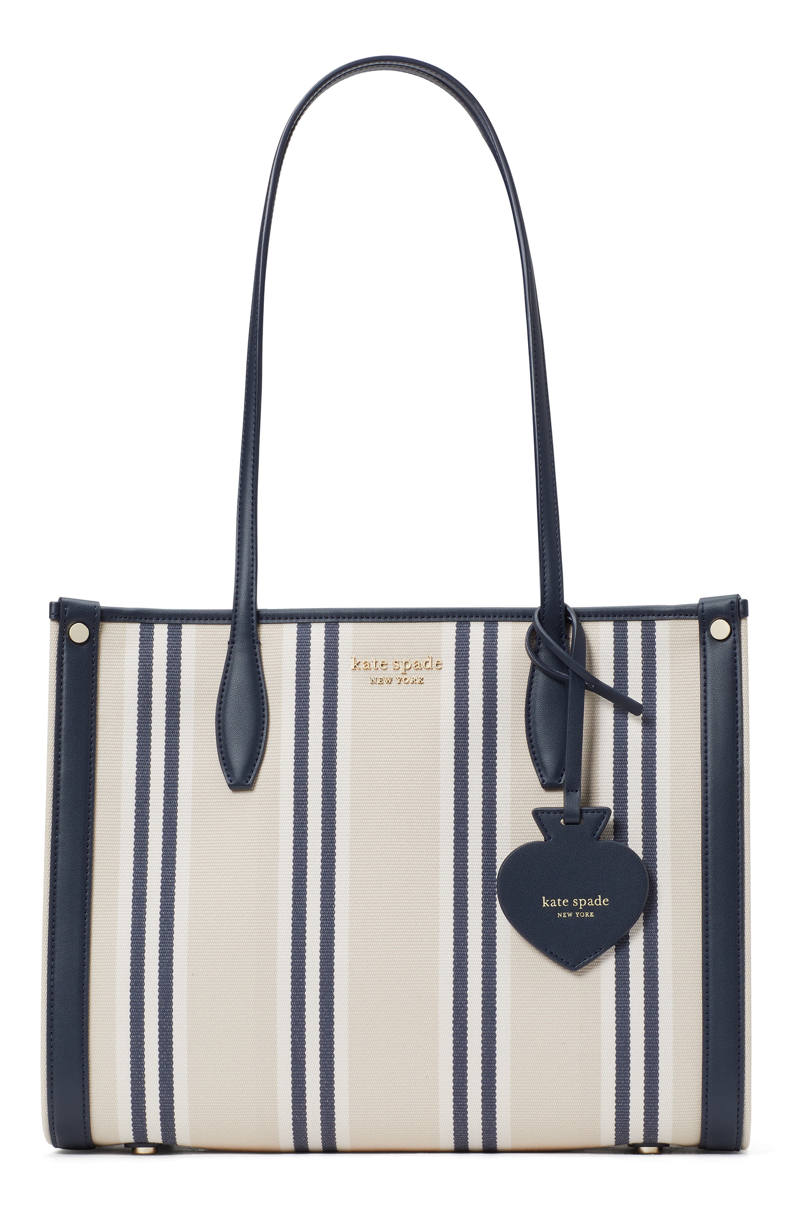 Kate Spade New York market sam stripe medium canvas tote, Main, color, 