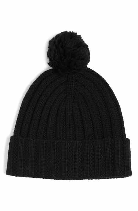 Pompom Solid Rib Knit Beanie - Unisex