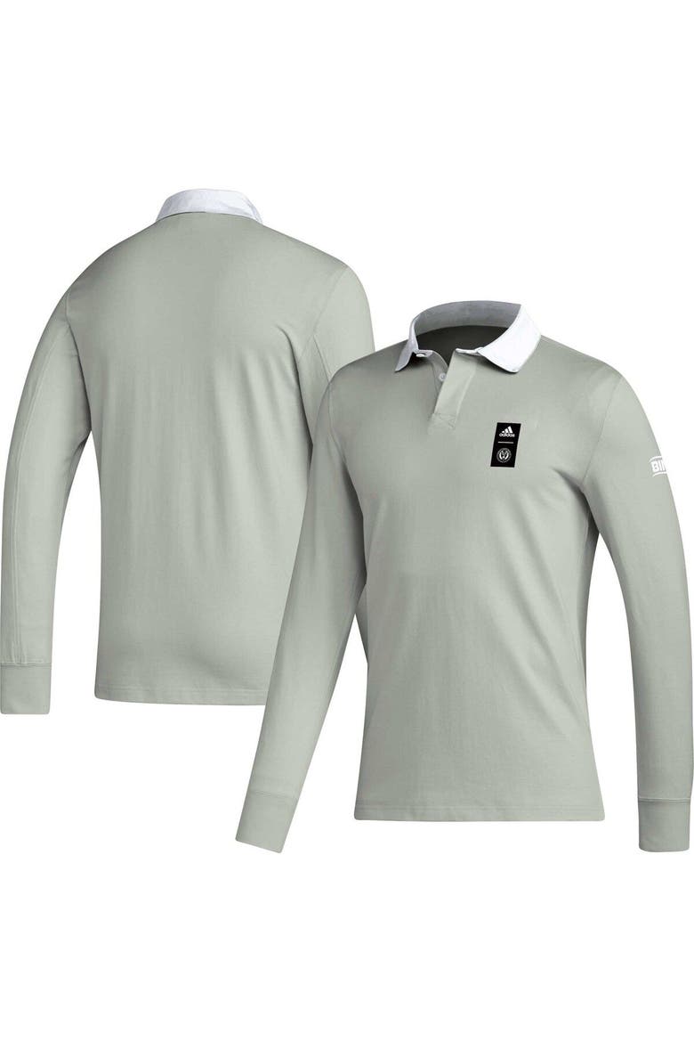 Men's adidas 2023 Player Gray Philadelphia Union Travel Long Sleeve Polo, Main, color, Gray