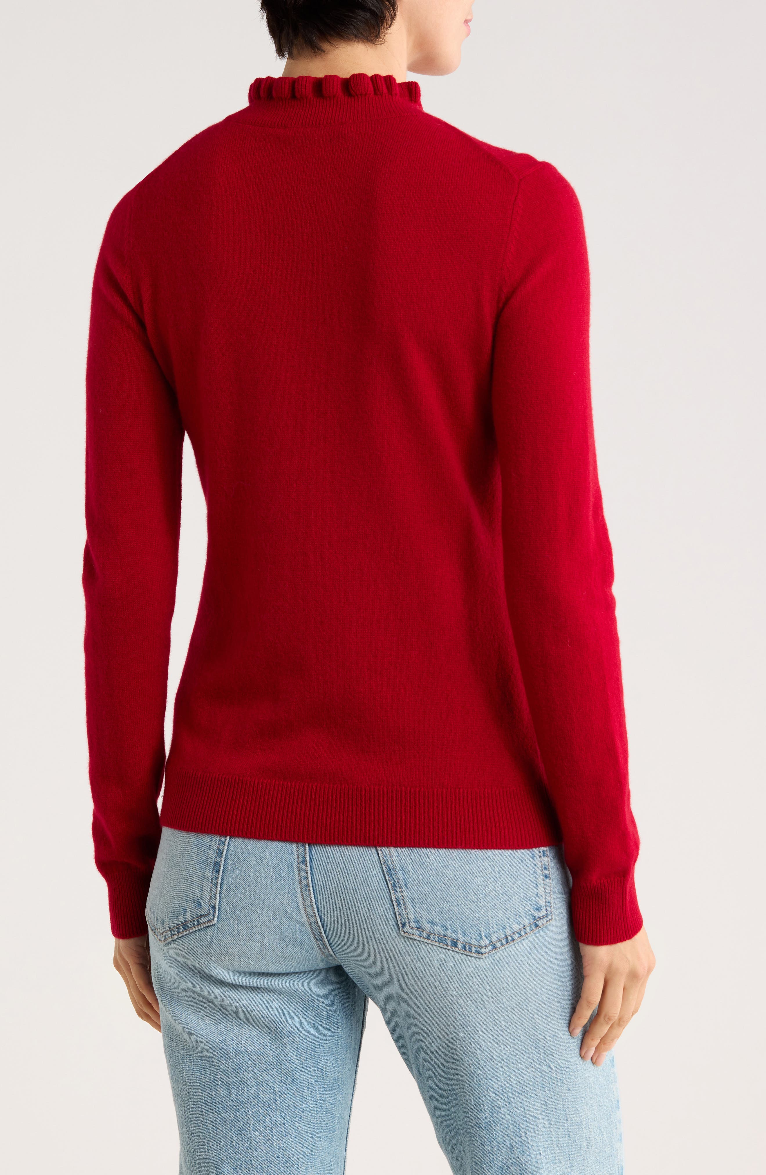 Ruffle Mock Neck Cashmere Sweater - image 4