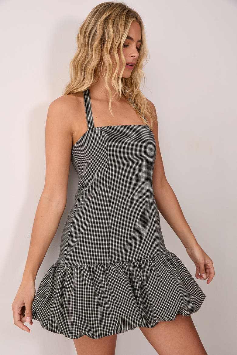 Structured Puffball Bandeau Mini Dress, Main, color, Mono