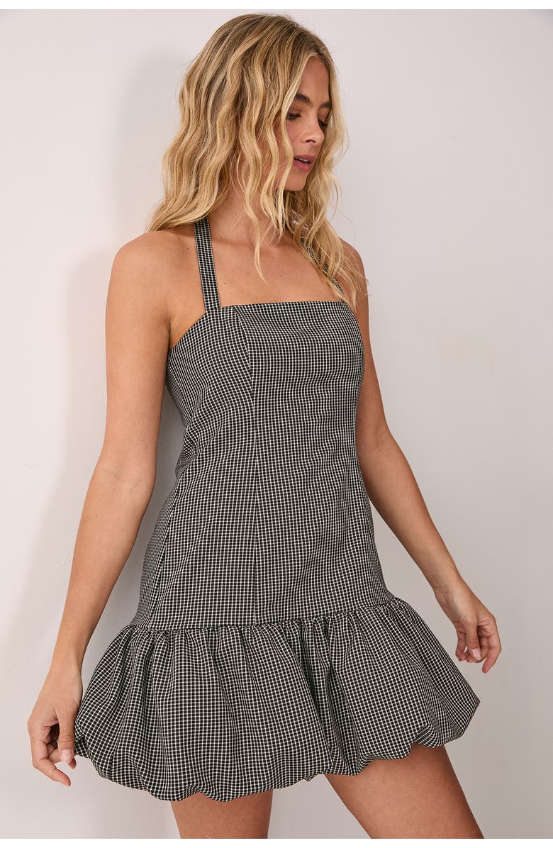 NASTY GAL Structured Puffball Bandeau Mini Dress, Main, color, Mono