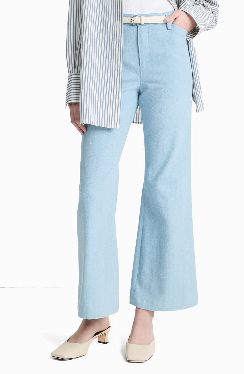 Vince Textured Cotton Flare Pants, Main, color, Pale Indigo