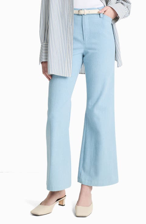 Textured Cotton Flare Pants
