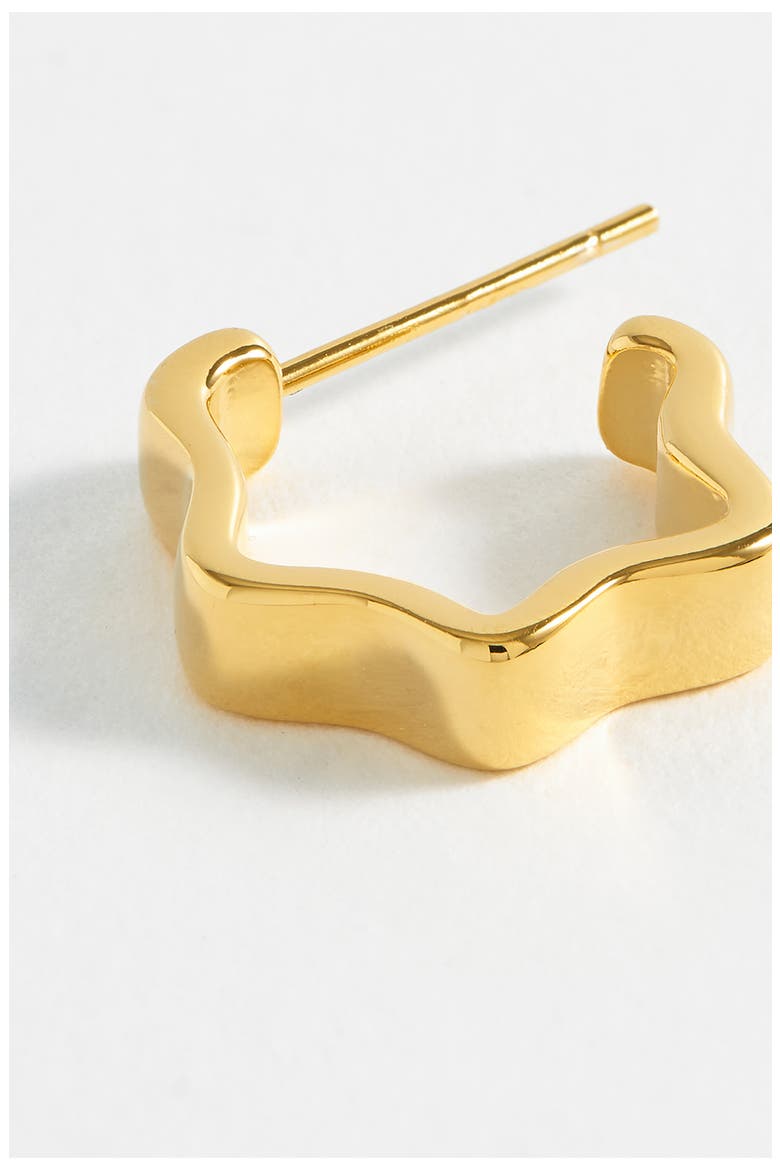 Flat Wave Hoop Earrings, Alternate, color, GOLD