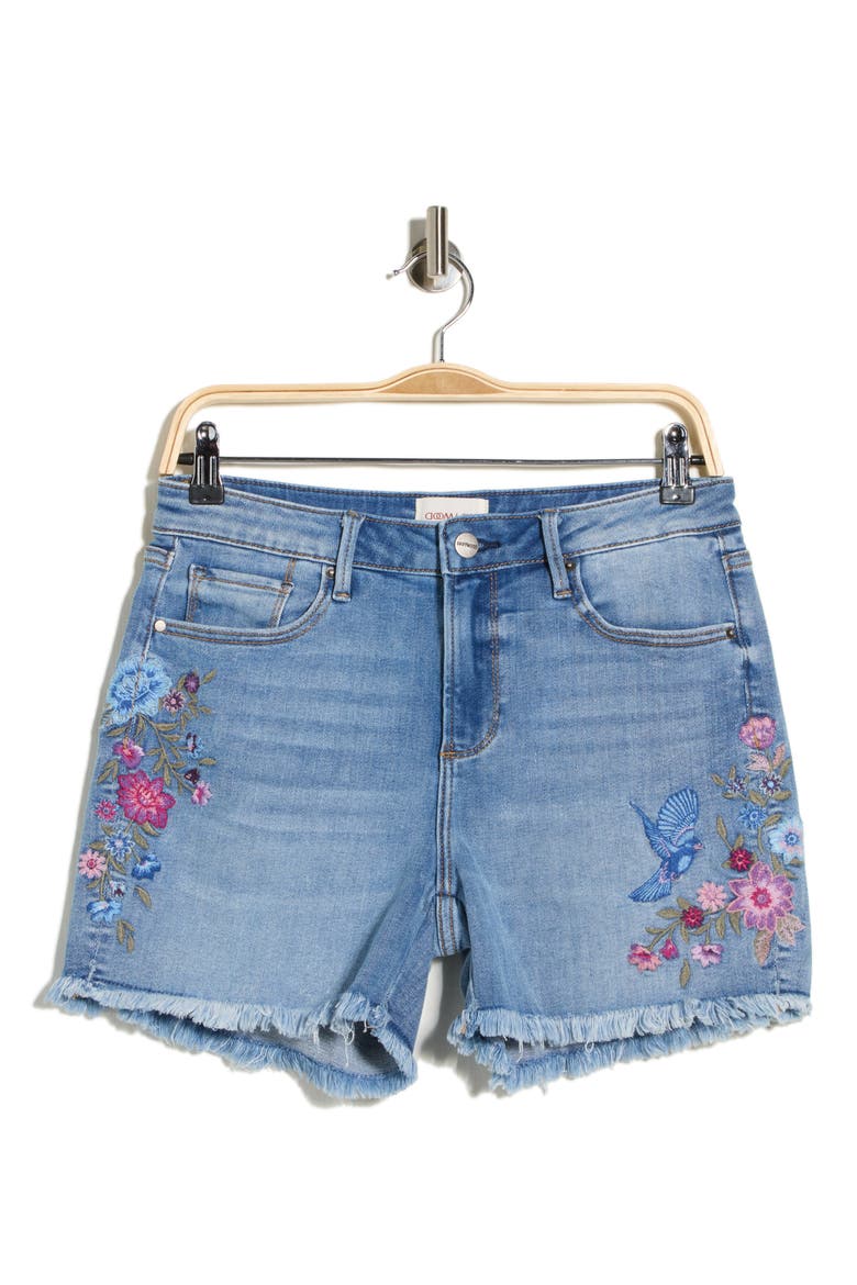 Lulu Fray Hem Denim Shorts, Alternate, color, LIGHT WASH