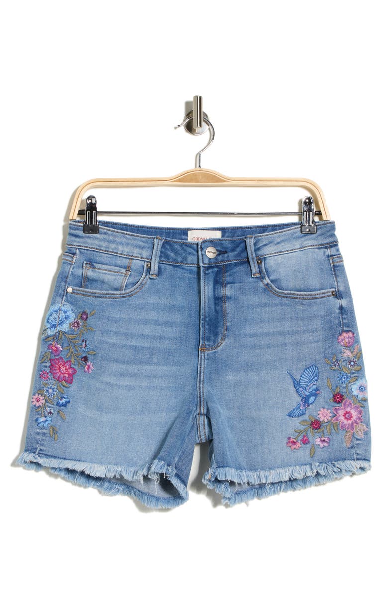 Driftwood Lulu Fray Hem Denim Shorts, Alternate, color, Light Wash