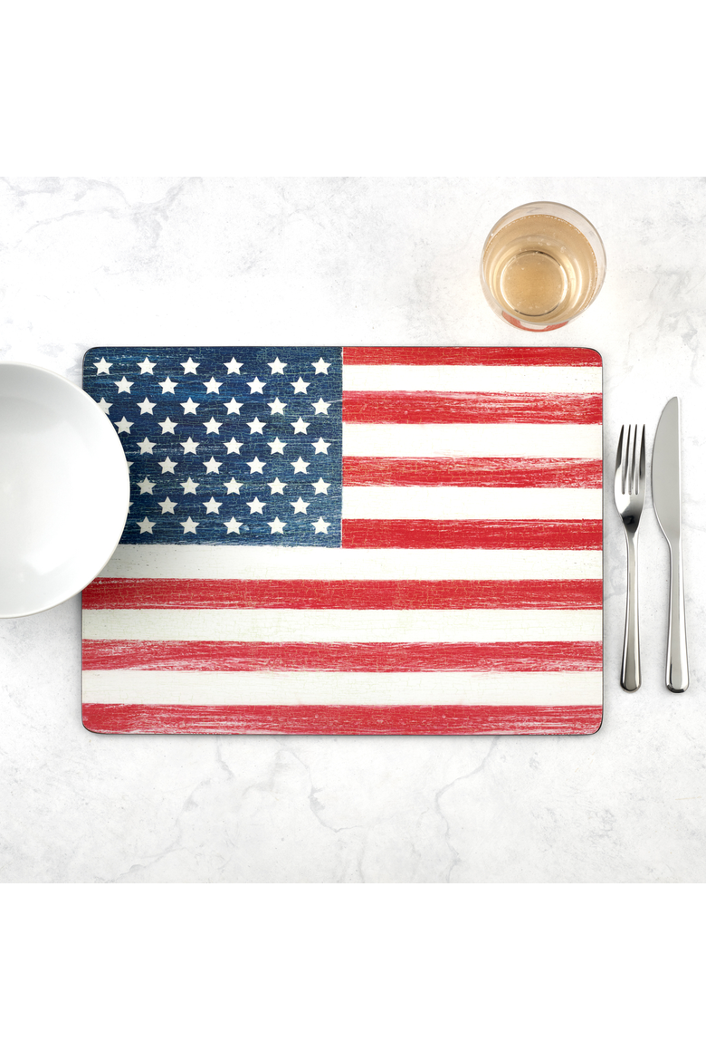 American Flag Set of 4 Cork Back Placemats, Alternate, color, Multi
