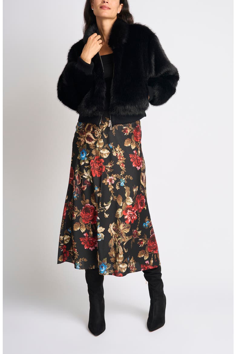 Faux Fur Bomber Jacket, Alternate, color, RICH BLACK 060