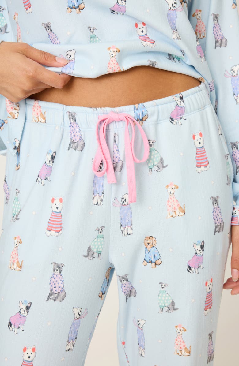 PJ Salvage Doggone Cold Brushed Pointelle Pajamas, Alternate, color, Blue Haze