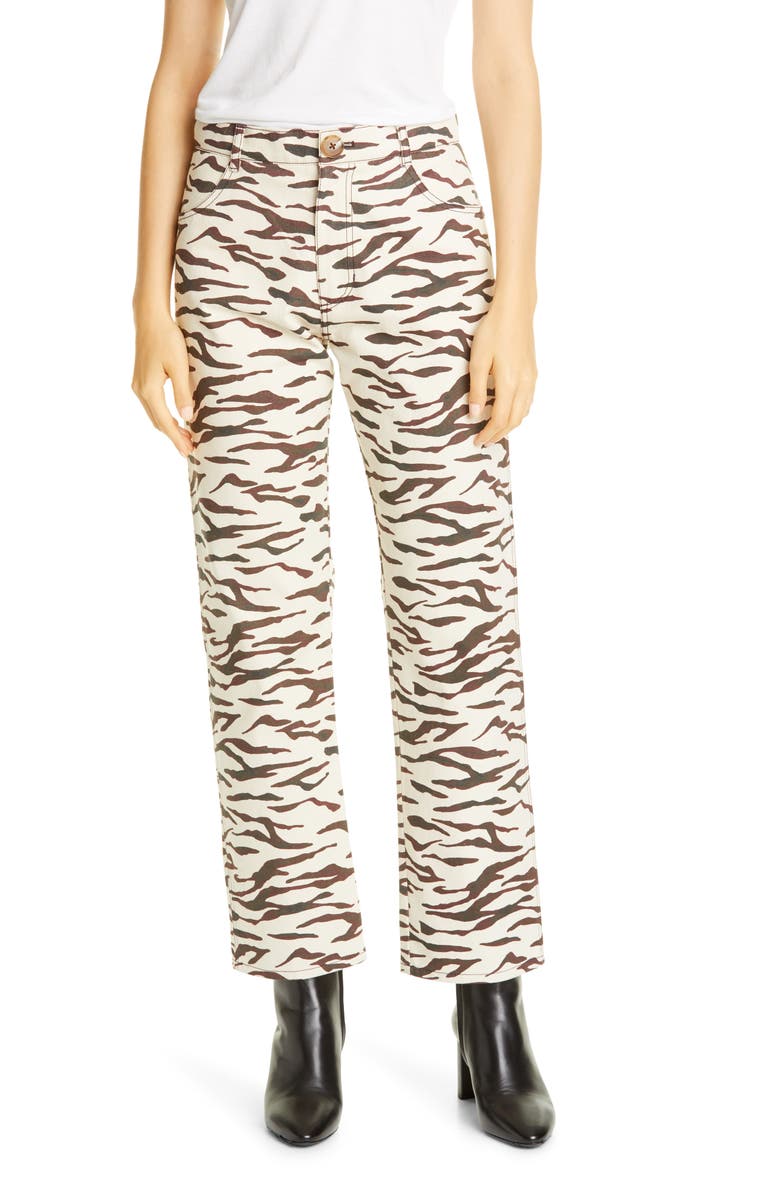 Rejina Pyo Sofia Tiger Stripe Ankle Straight Leg Jeans, Main, color, 