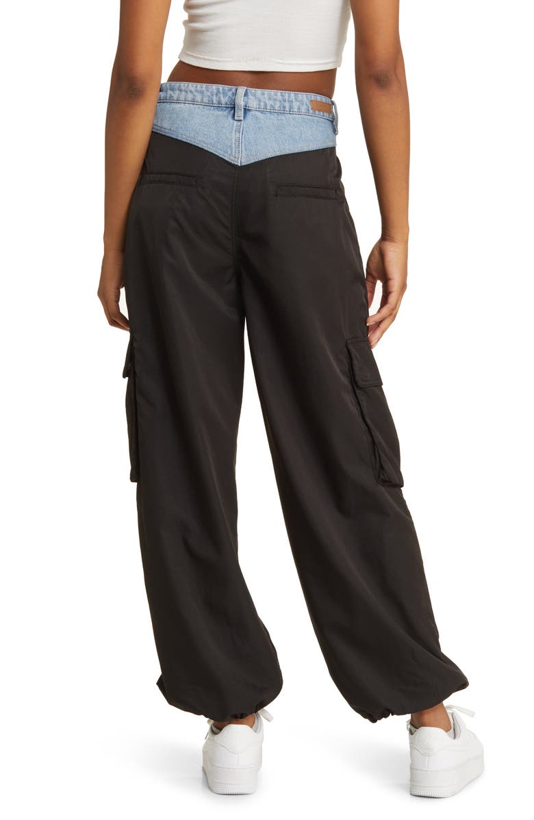 BLANKNYC Pleated Denim Waist Cargo Pants, Alternate, color, 