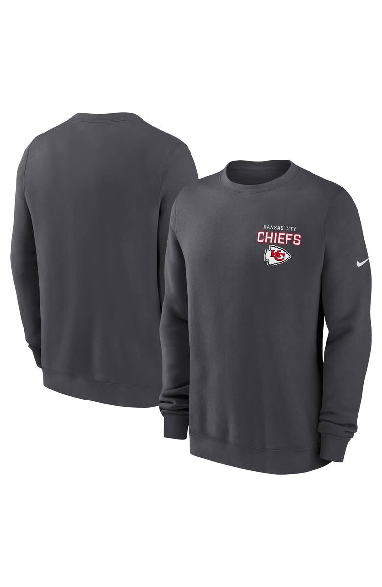 Nike Men's Nike Anthracite Kansas City Chiefs Primetime Club Fleece Pullover Sweatshirt, Main, color, Anthracite