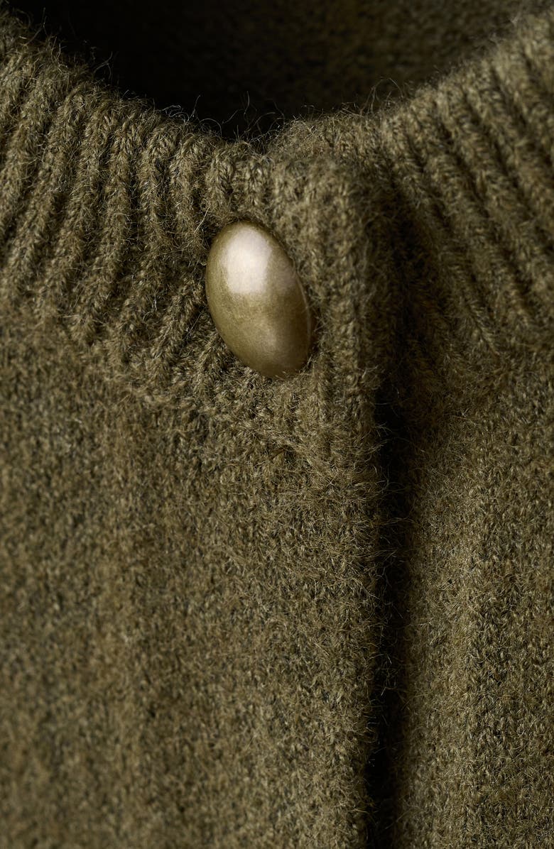 MANGO Crewneck Cardigan, Alternate, color, Khaki Green