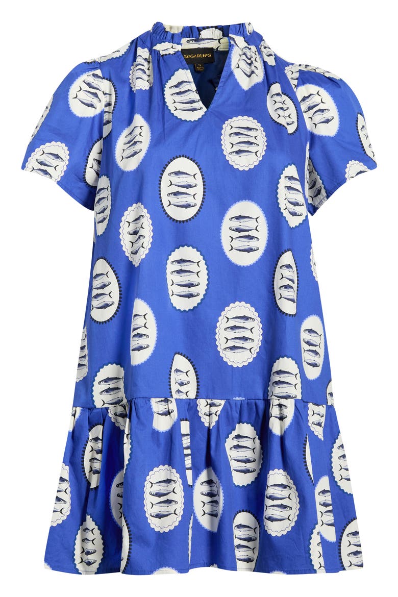 Sardine Sea Azari Cotton Shift Minidress, Alternate, color, NAVY-CREAM-BLACK