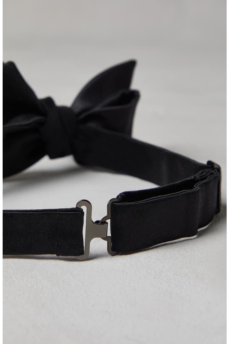 Cotton and silk satin bow tie, Alternate, color, Black