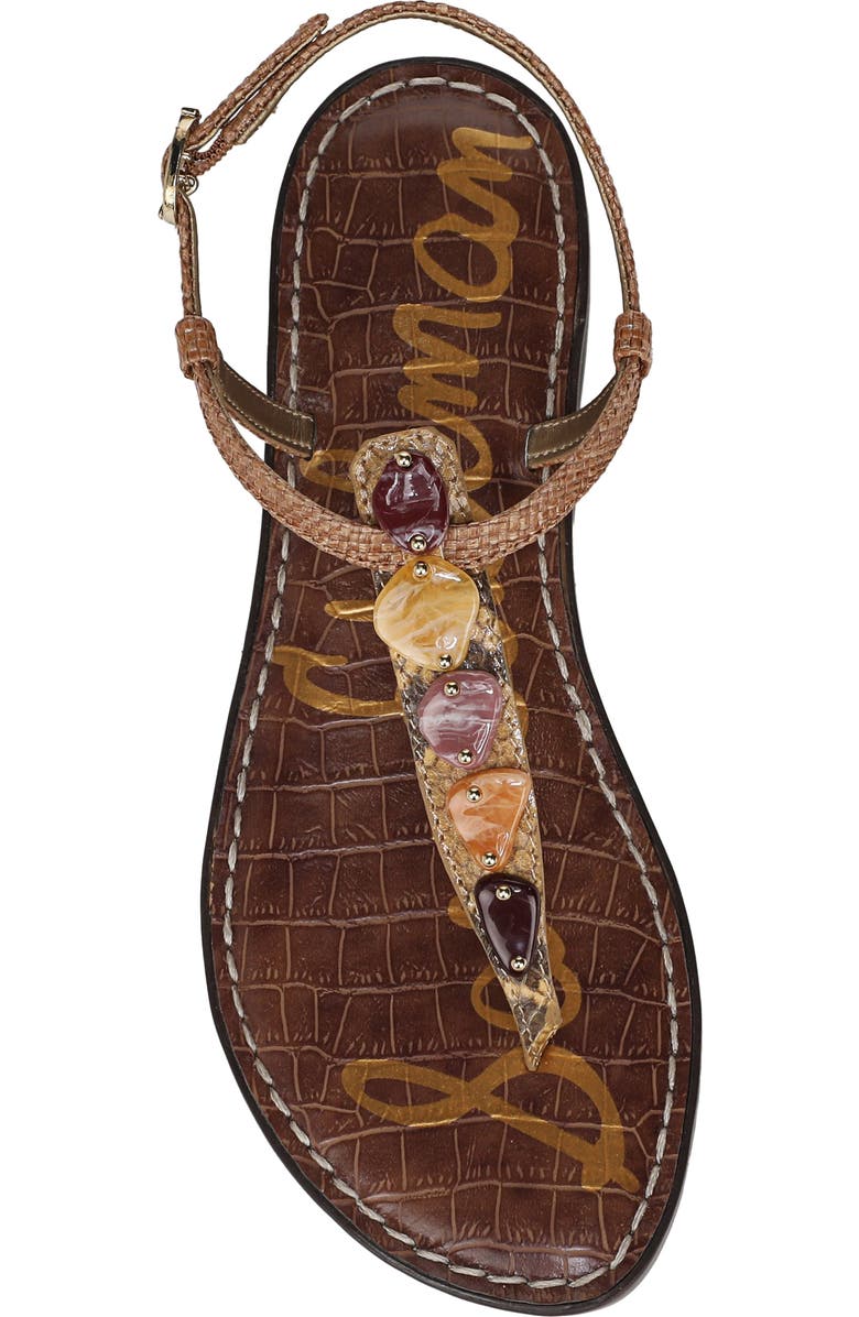 Sam Edelman Gigi Stone Ankle Strap Sandal, Alternate, color, Amber Multi/ Cuoio