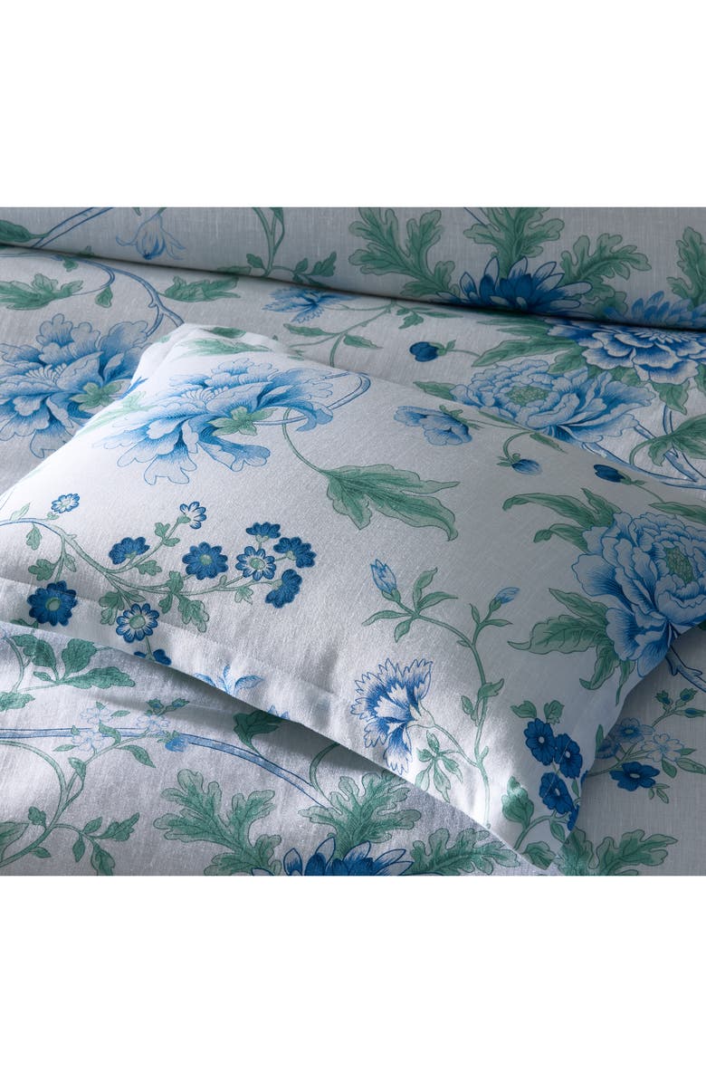 Matouk Simone Floral Print Linen Flat Sheet, Alternate, color,