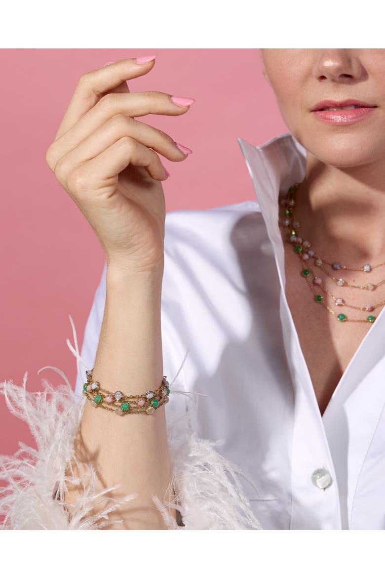 Found Cabochon Station Bracelet, Alternate, color, Pink Opal & Pink Sapphire-Gold