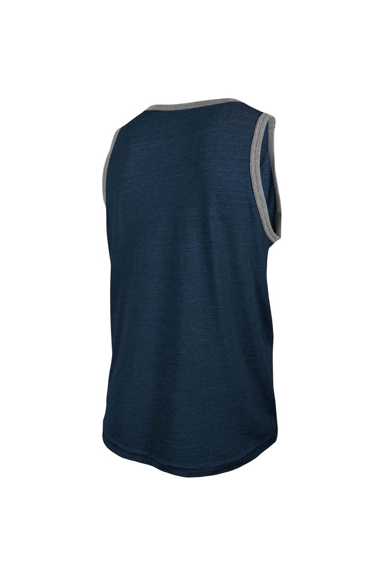 Men's New Era Heathered Navy New England Patriots Ringer Tri-Blend Tank Top, Alternate, color, Heather Navy