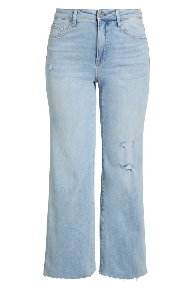 High Waist Raw Hem Wide Leg Jeans, Alternate, color, LIGHT BLUE
