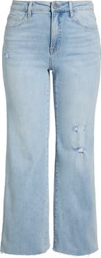 Bayeas High Waist Raw Hem Wide Leg Jeans