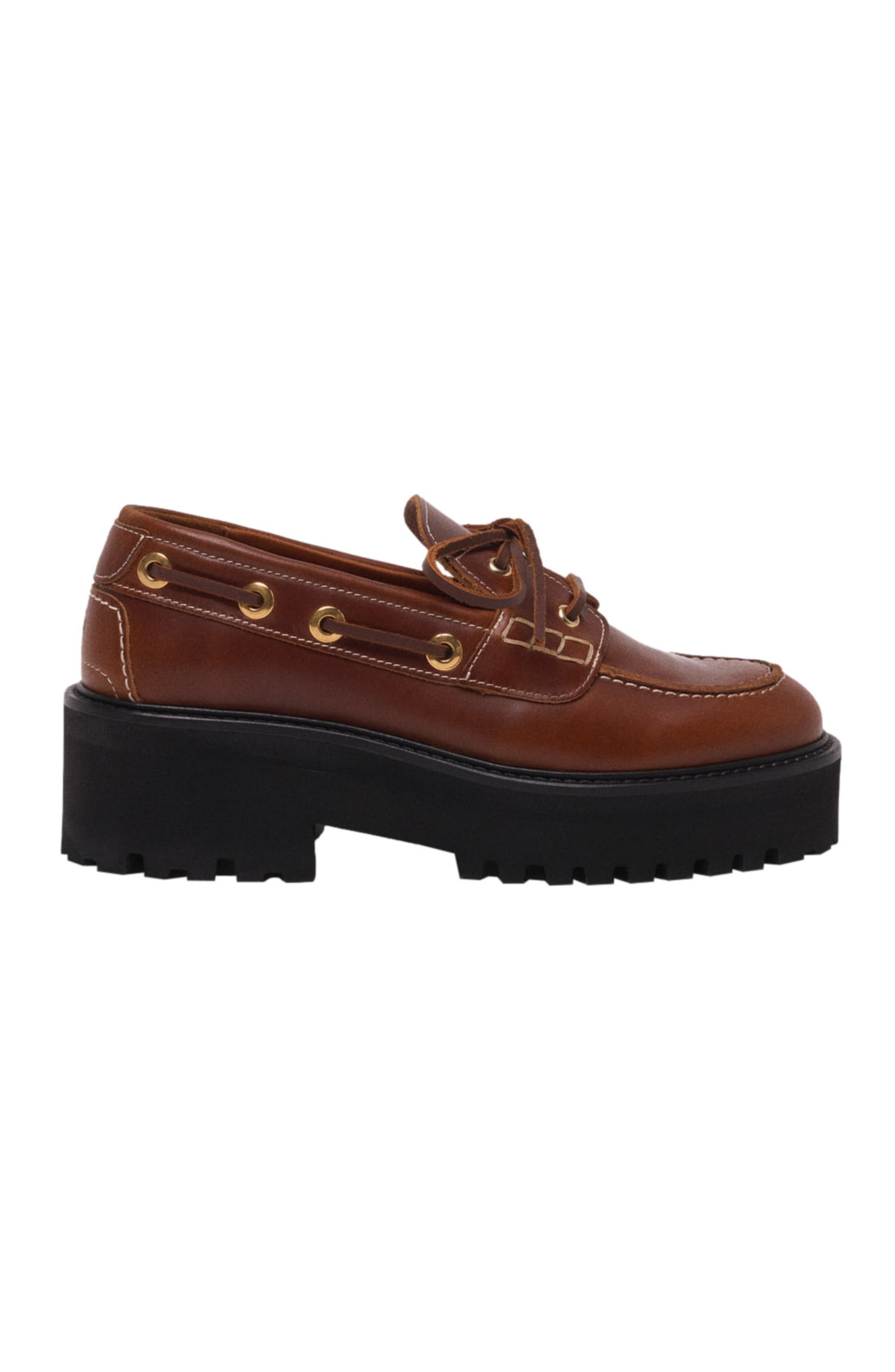 maje Boat shoes with chunky sole, Main, color, Brown